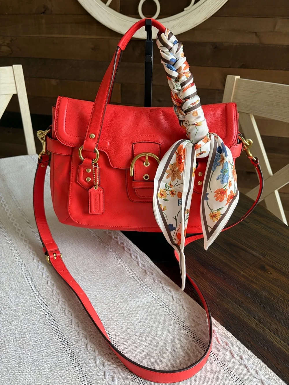 Coach Campbell Small Leather Satchel W/crossbody Strap